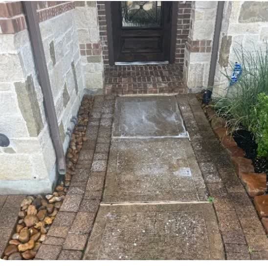 Concrete entryway washing — before pressure washing work