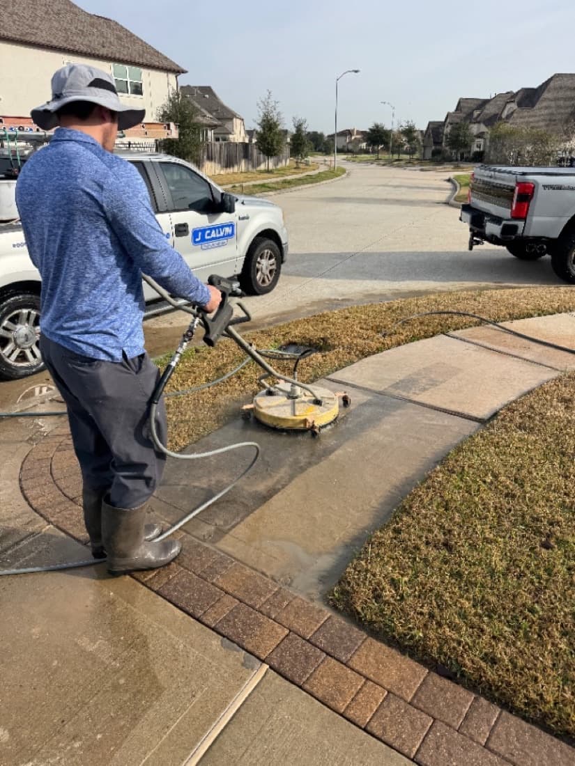 Before a driveway pressure washing job